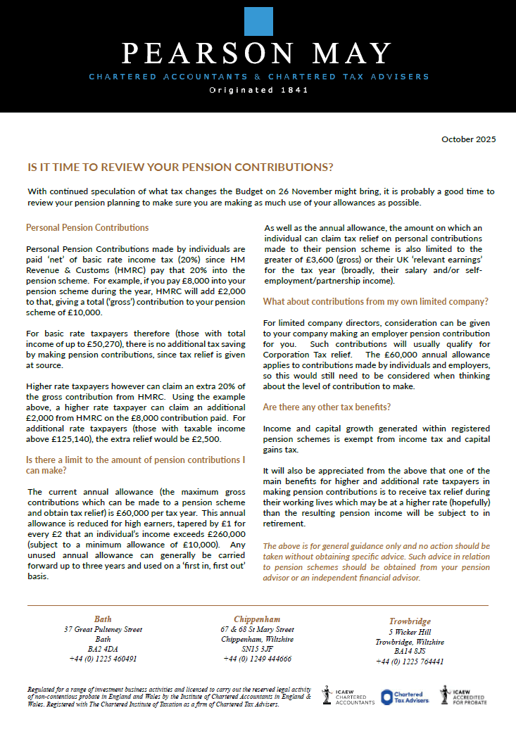 Tax benefits of pension contributions